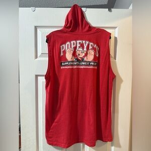 Popeye's Red Graphic Sleeveless Hoodie